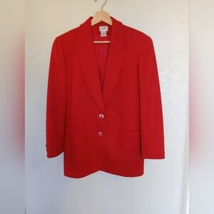 Jaqueline Ferrar Wool Classic Long Red Women's Blazer Jacket Size 4